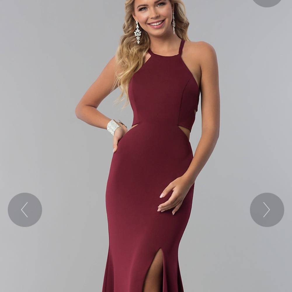 Long burgundy dress with lace-up back xsmall